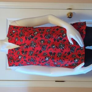 Chaus New York Red Floral Sleeveless Top Size S